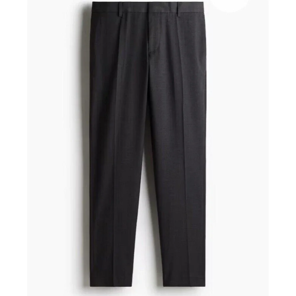 H&M Dress Pants Mens 44 R Gray Slim Fit Stretch Pockets Flat Front New